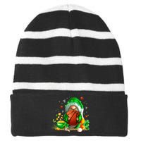 Gnome Basketball St Patricks Day Leprechaun Shamrock Boy Kid  Striped Beanie with Solid Band