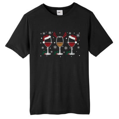 Glass Of Wine Santa Reindeer Christmas Wine Lover Meaningful Gift Tall Fusion ChromaSoft Performance T-Shirt