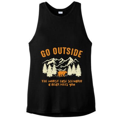Go Outside Worst Scenario A Bear Kills You Camping Ladies PosiCharge Tri-Blend Wicking Tank