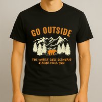 Go Outside Worst Scenario A Bear Kills You Camping T-Shirt