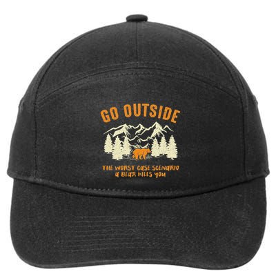 Go Outside Worst Scenario A Bear Kills You Camping 7-Panel Snapback Hat