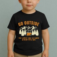 Go Outside Worst Scenario A Bear Kills You Camping Toddler T-Shirt