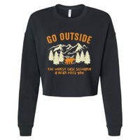 Go Outside Worst Scenario A Bear Kills You Camping Cropped Pullover Crew
