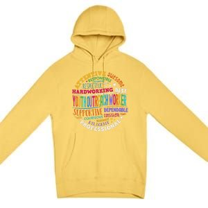 Groovy Outreach Worker Counselor Appreciation Premium Pullover Hoodie