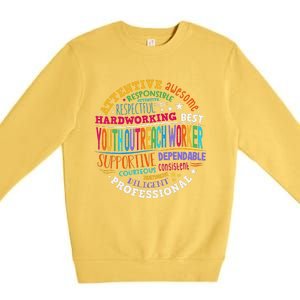 Groovy Outreach Worker Counselor Appreciation Premium Crewneck Sweatshirt