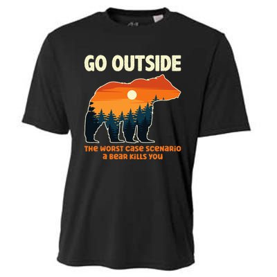 Go Outside Worst Case Scenario A Bear Kills You Camping Cooling Performance Crew T-Shirt