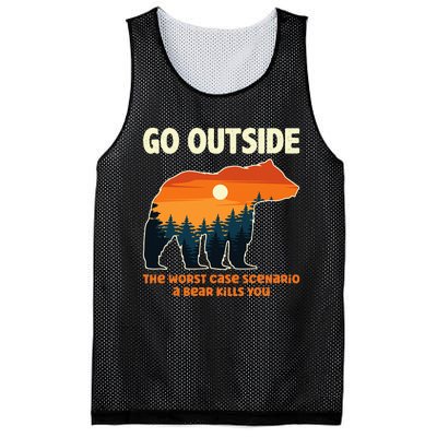 Go Outside Worst Case Scenario A Bear Kills You Camping Mesh Reversible Basketball Jersey Tank