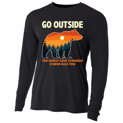 Go Outside Worst Case Scenario A Bear Kills You Camping Cooling Performance Long Sleeve Crew