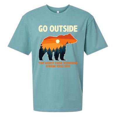 Go Outside Worst Case Scenario A Bear Kills You Camping Sueded Cloud Jersey T-Shirt