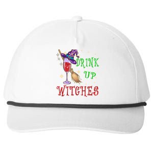 Glass Of Wine Up Witches Funny Ing Wine Halloween Gift Snapback Five-Panel Rope Hat