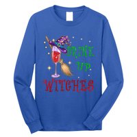 Glass Of Wine Up Witches Funny Ing Wine Halloween Gift Long Sleeve Shirt