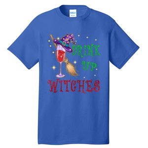 Glass Of Wine Up Witches Funny Ing Wine Halloween Gift Tall T-Shirt