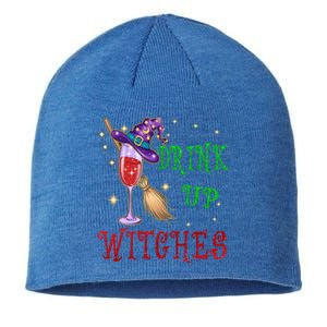 Glass Of Wine Up Witches Funny Ing Wine Halloween Gift Sustainable Beanie