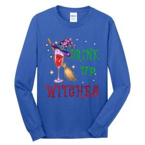 Glass Of Wine Up Witches Funny Ing Wine Halloween Gift Tall Long Sleeve T-Shirt