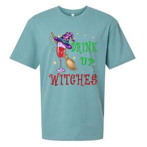 Glass Of Wine Up Witches Funny Ing Wine Halloween Gift Sueded Cloud Jersey T-Shirt