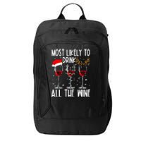 Glasses Of Wine Xmas Most Likely To Drink All The Wine City Backpack