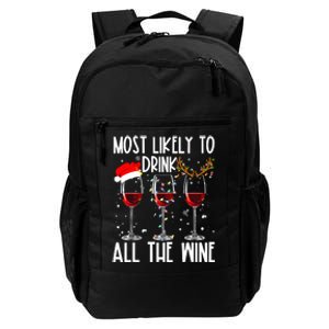 Glasses Of Wine Xmas Most Likely To Drink All The Wine Daily Commute Backpack