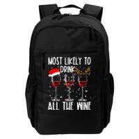 Glasses Of Wine Xmas Most Likely To Drink All The Wine Daily Commute Backpack