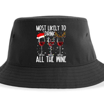 Glasses Of Wine Xmas Most Likely To Drink All The Wine Sustainable Bucket Hat