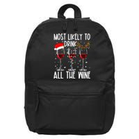 Glasses Of Wine Xmas Most Likely To Drink All The Wine 16 in Basic Backpack