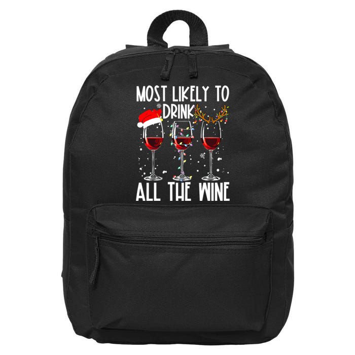 Glasses Of Wine Xmas Most Likely To Drink All The Wine 16 in Basic Backpack