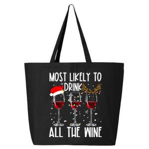 Glasses Of Wine Xmas Most Likely To Drink All The Wine 25L Jumbo Tote