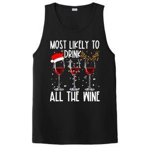 Glasses Of Wine Xmas Most Likely To Drink All The Wine PosiCharge Competitor Tank