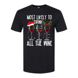 Glasses Of Wine Xmas Most Likely To Drink All The Wine Softstyle CVC T-Shirt