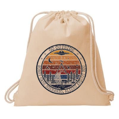 Go Outside Worst Case Scenario Bigfoot Kills You Sasquatch.Png Drawstring Bag