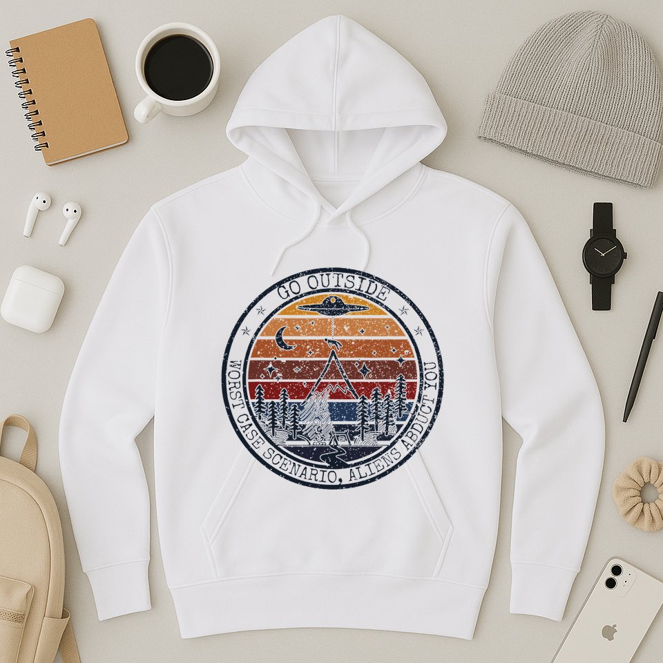 Go Outside Worst Case Scenario Bigfoot Kills You Sasquatch.Png Hoodie