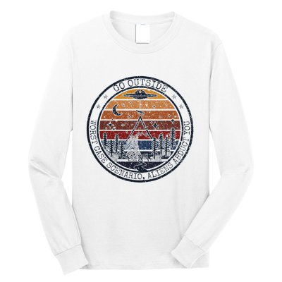 Go Outside Worst Case Scenario Bigfoot Kills You Sasquatch.Png Long Sleeve Shirt