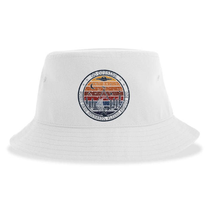 Go Outside Worst Case Scenario Bigfoot Kills You Sasquatch.Png Sustainable Bucket Hat