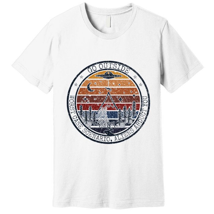 Go Outside Worst Case Scenario Bigfoot Kills You Sasquatch.Png Premium T-Shirt