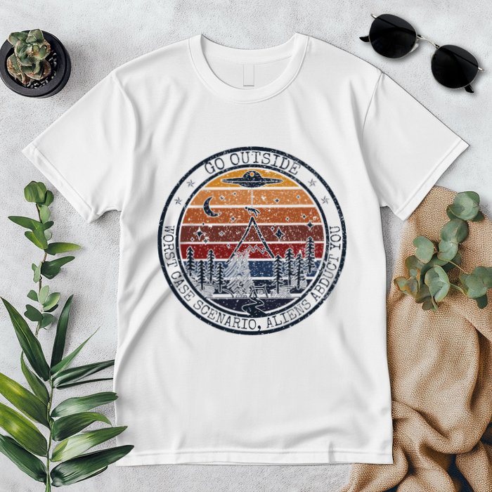 Go Outside Worst Case Scenario Bigfoot Kills You Sasquatch.Png Premium T-Shirt