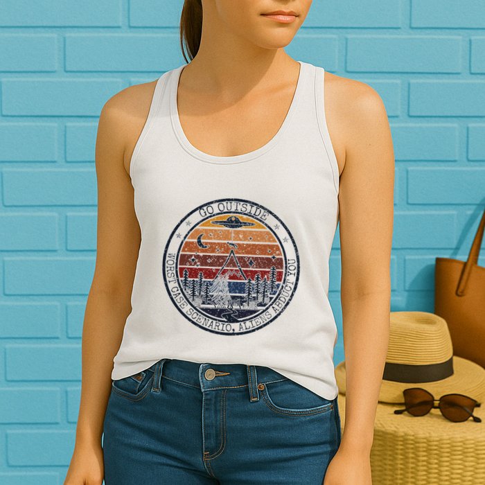 Go Outside Worst Case Scenario Bigfoot Kills You Sasquatch.Png Womens Tank Top