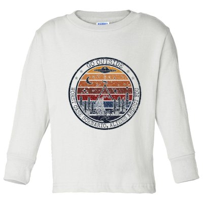 Go Outside Worst Case Scenario Bigfoot Kills You Sasquatch.Png Toddler Long Sleeve Shirt