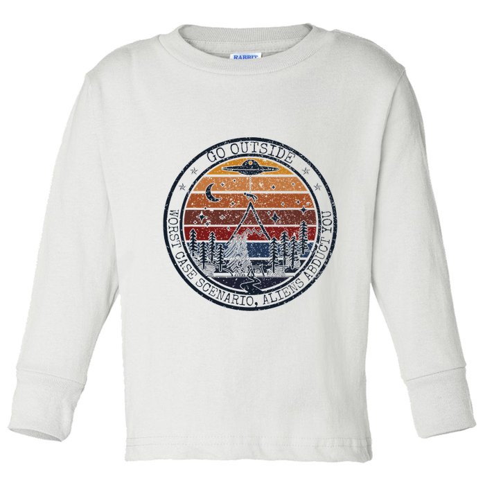 Go Outside Worst Case Scenario Bigfoot Kills You Sasquatch.Png Toddler Long Sleeve Shirt