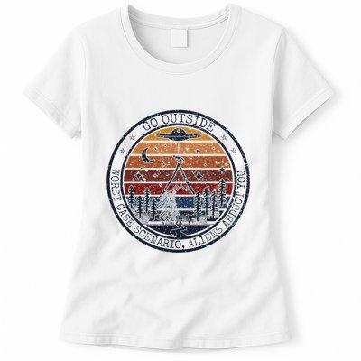 Go Outside Worst Case Scenario Bigfoot Kills You Sasquatch.Png Womens T-Shirt