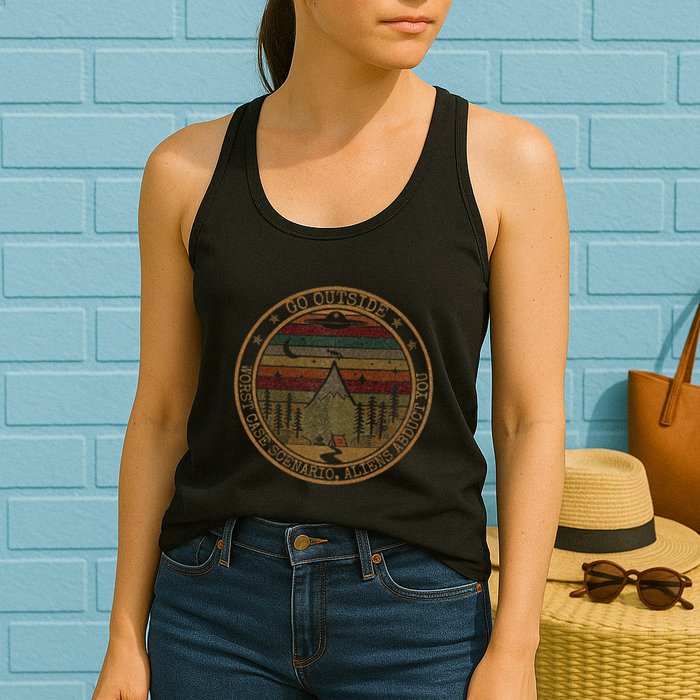 Go Outside Worst Case Scenario Bigfoot You Sasquatch Womens Tank Top