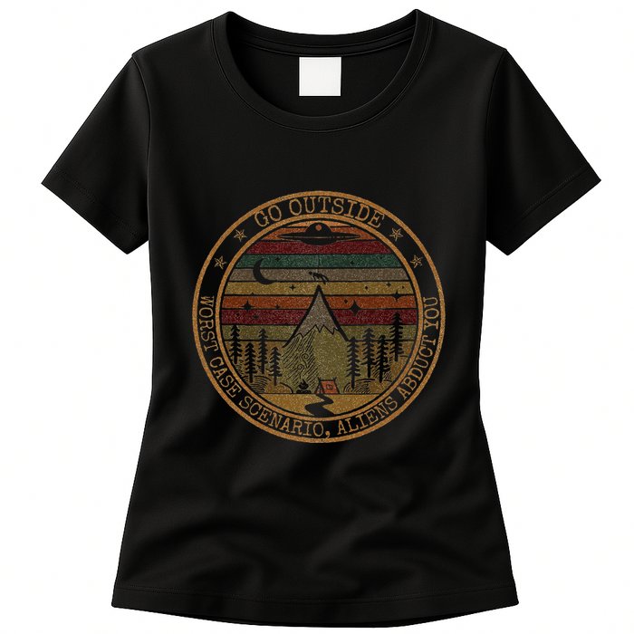 Go Outside Worst Case Scenario Bigfoot You Sasquatch Womens T-Shirt