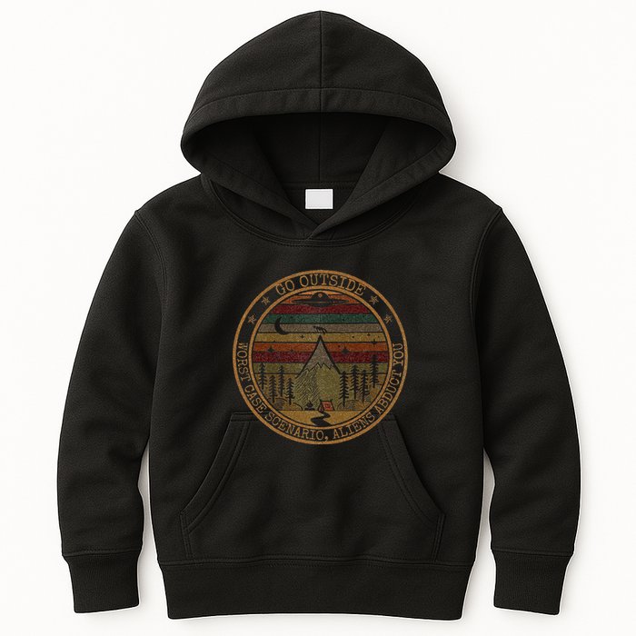 Go Outside Worst Case Scenario Bigfoot You Sasquatch Kids Hoodie