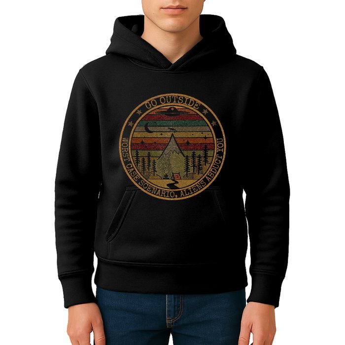Go Outside Worst Case Scenario Bigfoot You Sasquatch Kids Hoodie