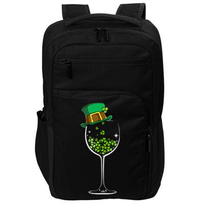 Glass Of Wine Irish Leprechaun Shamrock St Patricks Day Gift Impact Tech Backpack