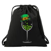 Glass Of Wine Irish Leprechaun Shamrock St Patricks Day Gift Drawstring Bag