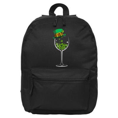 Glass Of Wine Irish Leprechaun Shamrock St Patricks Day Gift 16 in Basic Backpack