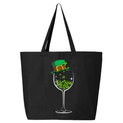 Glass Of Wine Irish Leprechaun Shamrock St Patricks Day Gift 25L Jumbo Tote