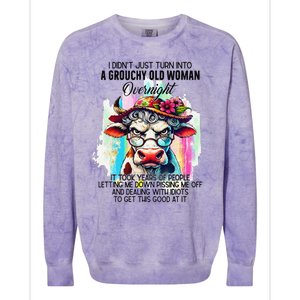 Grouchy Old Woman Cow Pissing Me Off And Dealing With Idiots Colorblast Crewneck Sweatshirt