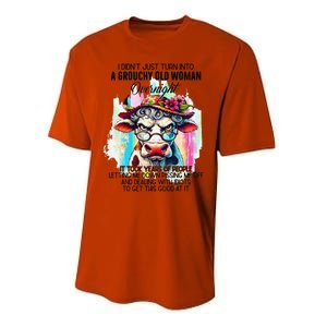 Grouchy Old Woman Cow Pissing Me Off And Dealing With Idiots Performance Sprint T-Shirt