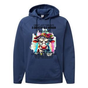 Grouchy Old Woman Cow Pissing Me Off And Dealing With Idiots Performance Fleece Hoodie