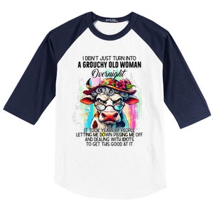 Grouchy Old Woman Cow Pissing Me Off And Dealing With Idiots Baseball Sleeve Shirt